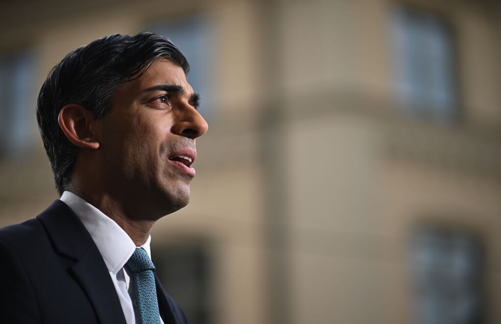 Rishi Sunak: over the weekend Boris Johnson was reported to have urged the British prime minister to maintain the option of unilaterally introducing legislation to override the Protocol. Photograph: Ben Stansall/PA