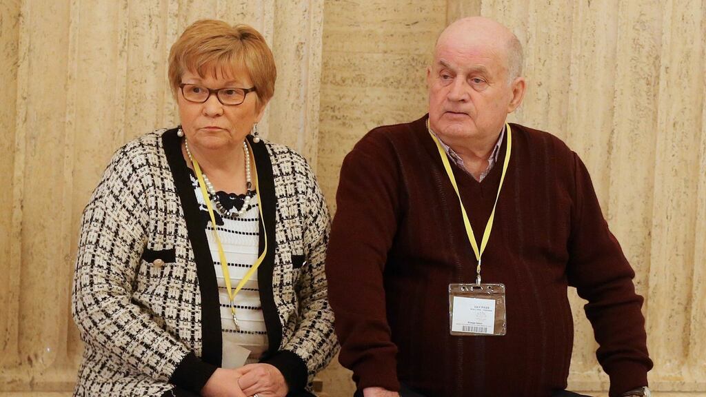 Parents of murder victim Paul Quinn, Stephen and Breege Quinn, met political parties at Stormont on Monday. Photograph:  Jonathan Porter/PressEye