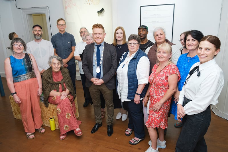 The artists, Galway Arts Centre staff and westside community at launch of The Air We Share exhibition. Photograph: Ciarán MacChoncarraige