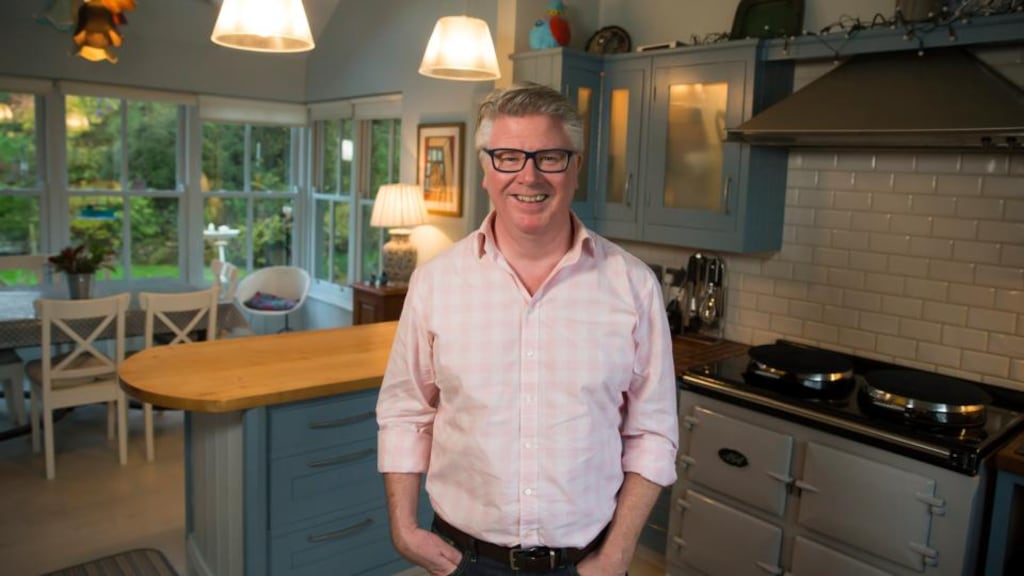 Chef Paul Flynn at his Kitchen in his home at Dungarvan, Co. Waterford. The Flynns have gone for a traditional look, and the powder blue Aga fits in perfectly. Photograph: Patrick Browne