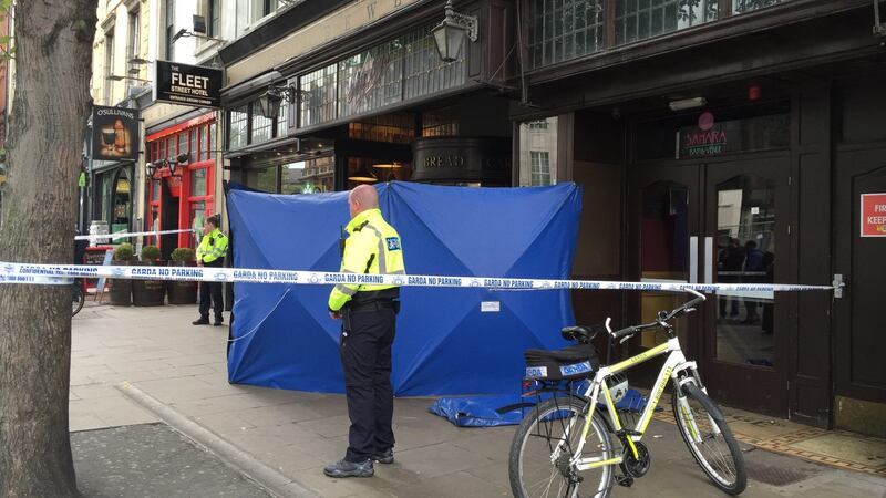 The man’s body was discovered in the doorway of Starbucks café in the old Bewley’s building by staff arriving to work. Photograph: Alan Betson/The Irish Times