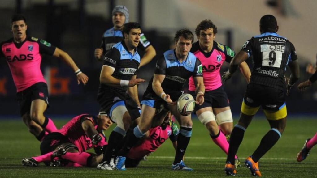 Glasgow fullback Stuart Hogg in action against Cardiff Blues at Cardiff Arms Park. Photo: Stu Forster/Getty Images