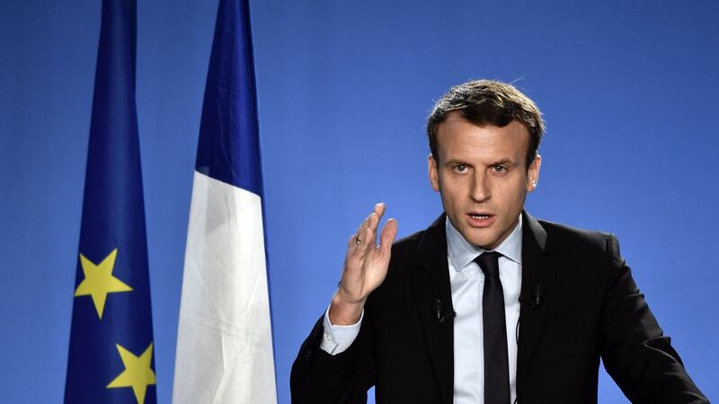 Former French economy minister Emmanuel Macron announcing his candidacy for next year’s presidential election on Wednesday. Photograph: Philippe Lopez/AFP/Getty Images