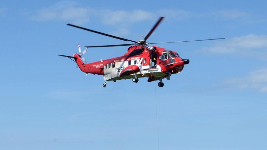 The Coast Guard helicopter has been involved in the search for a missing fisherman off Howth in Dublin. Photograph: Eric Luke/The Irish Times