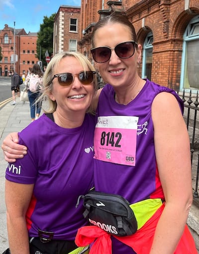 Orla O'Rourke (left) and Leanne Culligan ran the Women's Mini Marathon in Dublin on Sunday. Photograph: Tim O'Brien