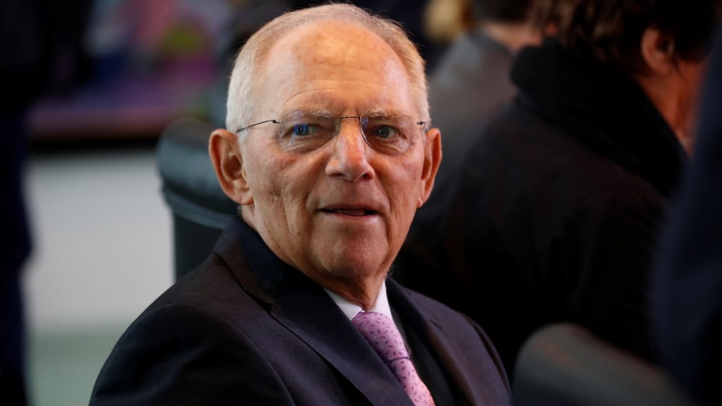 Wolfgang Schäuble, who departs  the German finance ministry after eight years to become the next Bundestag president. Photograph: Axel Schmidt/Reuters