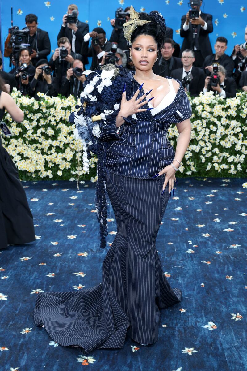 Nicki Minaj on the blue carpet. Photograph: Justin Lane/EPA