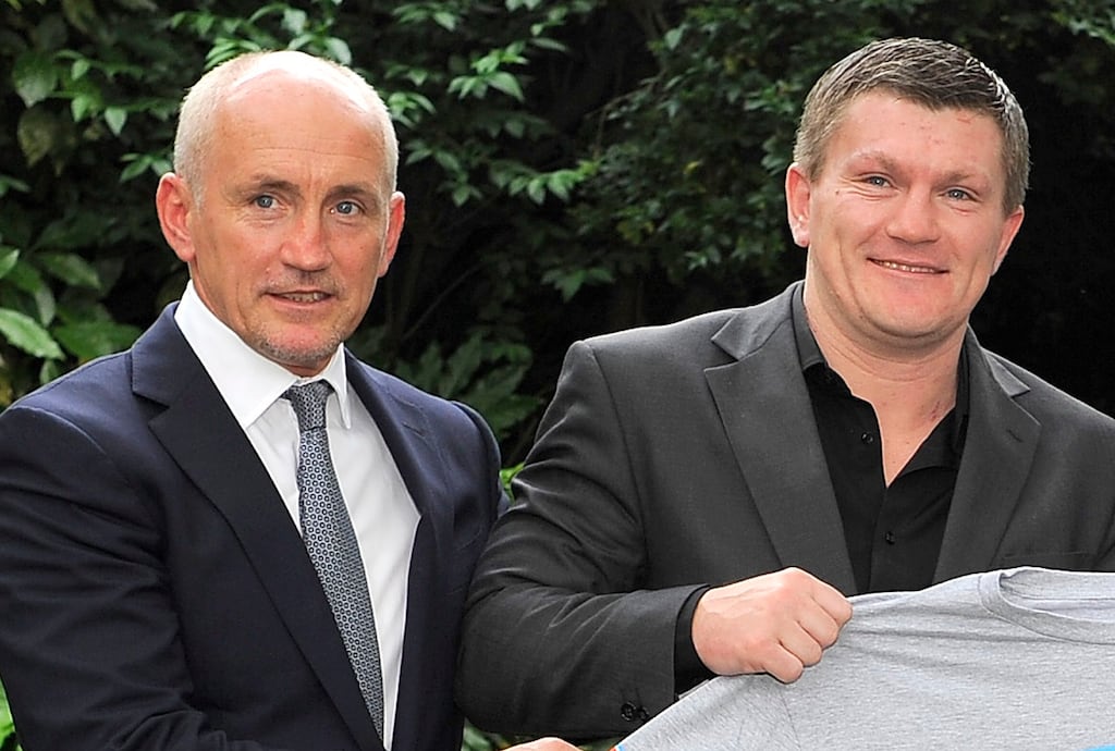 Barry McGuigan with Ricky Hatton at an event in London in 2013. Photograph: Charlie Crowhurst/Getty