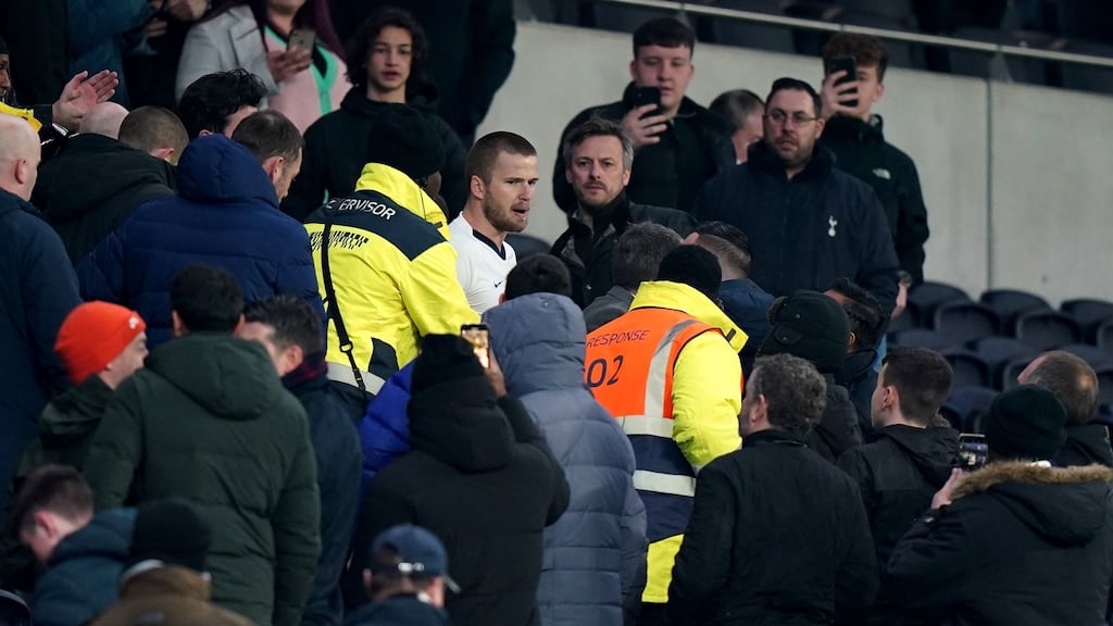 Tottenham Hotspur’s Eric Dier in the stands after the defeat to Norwich City in Wednesday’s FA Cup tie at Tottenham Hotspur stadium. Photograph: PA Wire