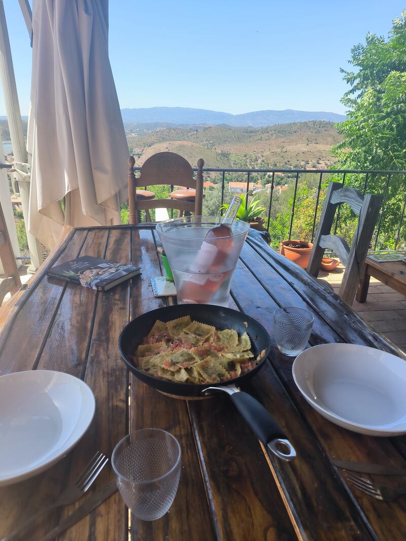 'As I type, house sparrows are zipping into their nests in the covering above our outdoor cooking and living area.'