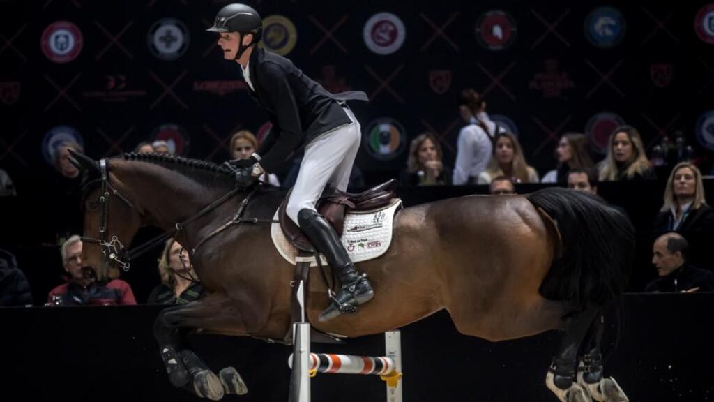 Frank Schuttert and Chianti’s Champion in action during the Longines Global Champions Tour Super Grand Prix in Prague. Photograph: Martin Divisek/EPA