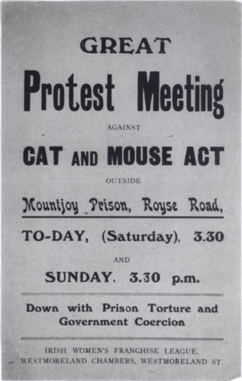 Bill advertising protest meeting against the ‘Cat and Mouse Act’. Image: courtesy of the NLI
