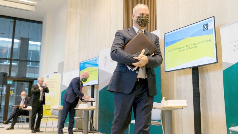Dr Tony Holohan, chief medical officer, Department of Health during the launch of the National Covid-19 vaccination Strategy at the Department of Health in Dublin on Tuesday. Photograph: Gareth Chaney/Collins
