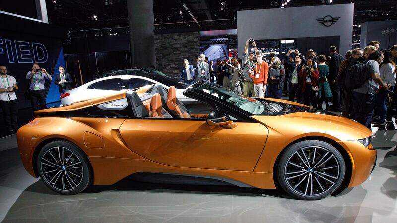 The new BMW i8 plug-in hybrid roadster, unveiled during at the LA Auto Show.