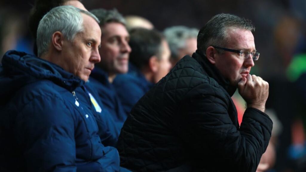 Aston Villa manager Paul Lambert during his side’s 2-1 FA Cup defeat to Sheffield United. Photograph: David Davies/PA Wire