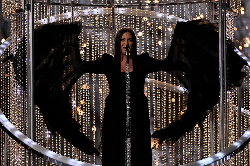 Israeli singer Yuval Raphael representing Israel during the grand final of the Eurovision Song Contest 2025. Photograph: Fabrice Coffrini/Getty Images