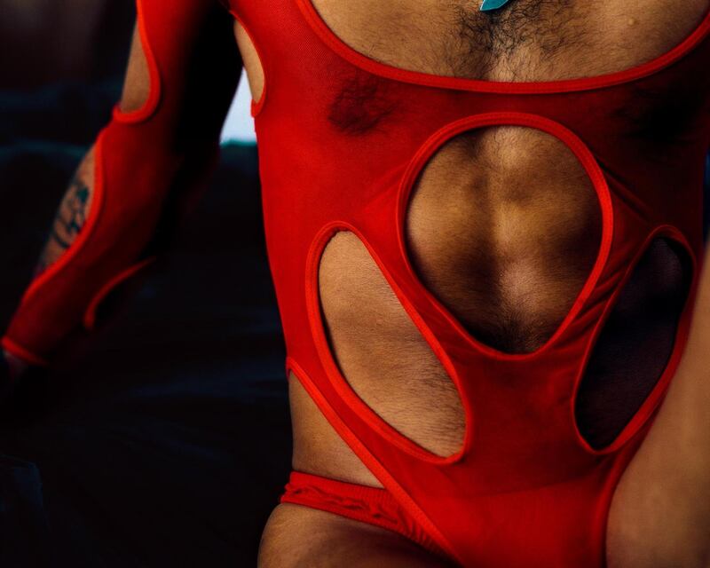 A sheer bodysuit by Leak NYC, worn by LaQuann Dawson. Photograph: Justin J Wee/The New York Times
