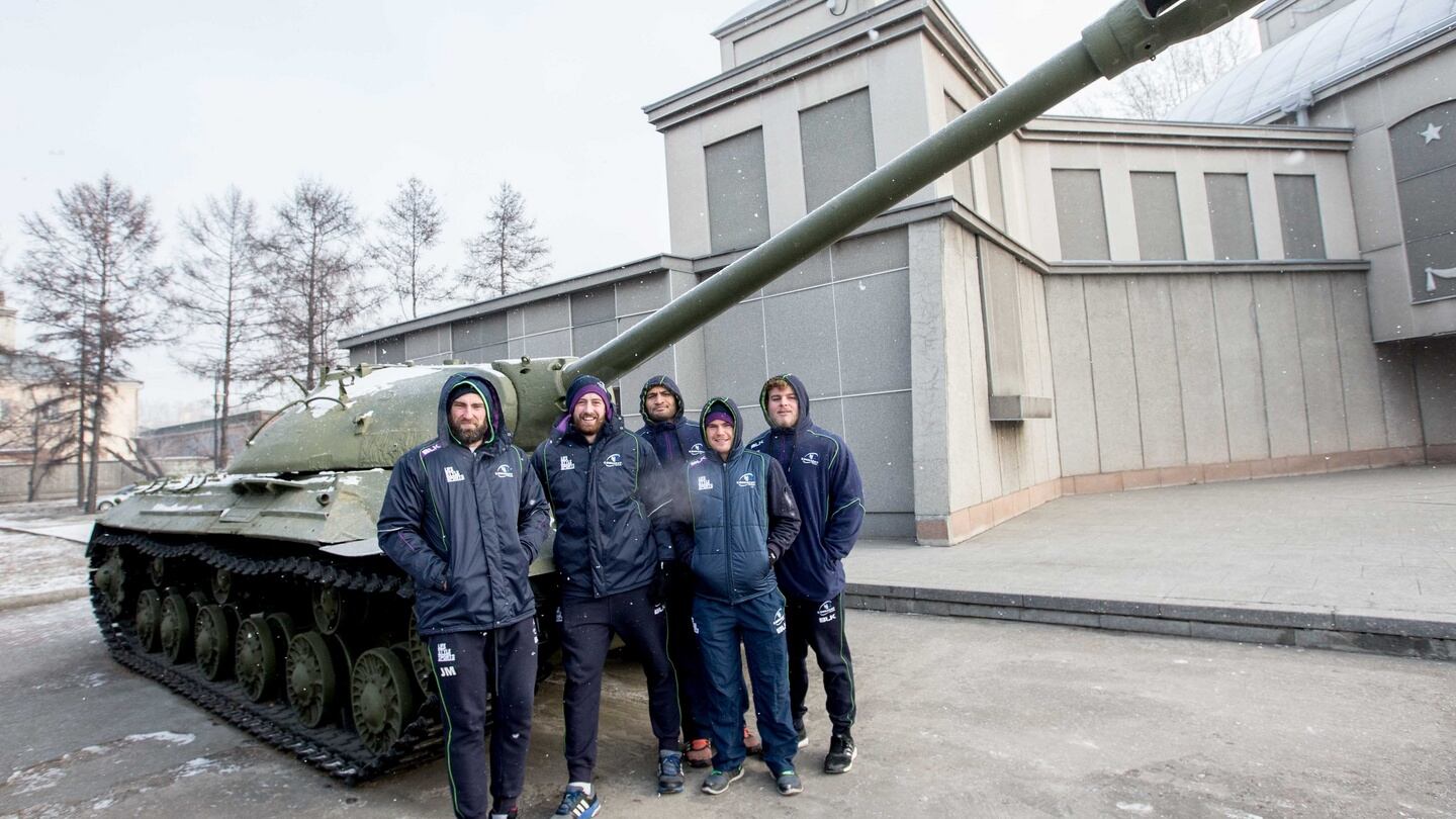 Connacht Players in Krasnoyarsk, Russia: John Muldoon, Aly Muldowney, George Naoupu, Ian Porter and Finlay Bealham. Photograph: Inpho