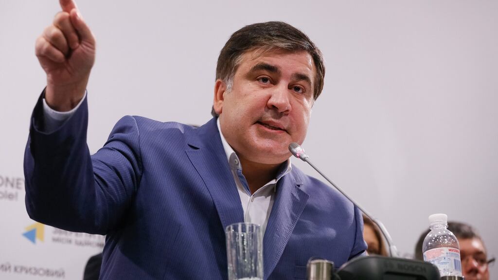 Mikheil Saakashvili, former governor of the Odessa region, describes Ukraine’s political elite as “corrupt filth”. Photograph: Roman Pilipey/EPA