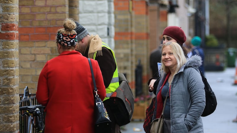 Annette Mooney canvassing in Ringsend for a pro-repeal vote in the upcoming referendum on the Eighth Amendment. Photograph: Nick Bradshaw.