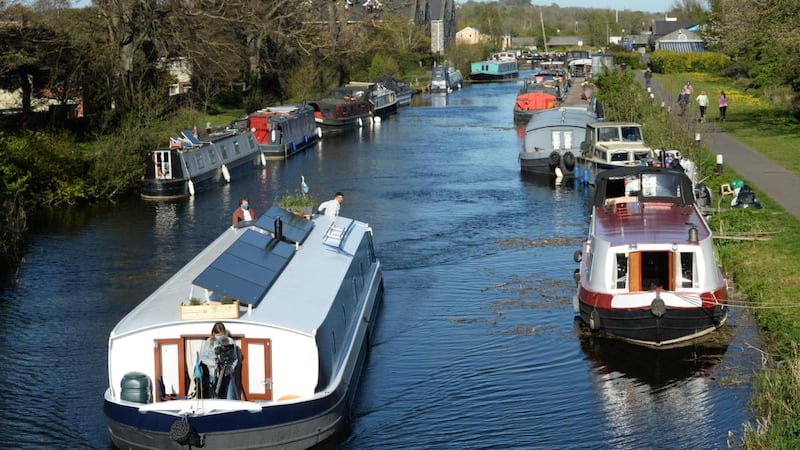 Barges on the Royal Canal at Castleknock, Dublin. Photograph: Dara Mac Dónaill