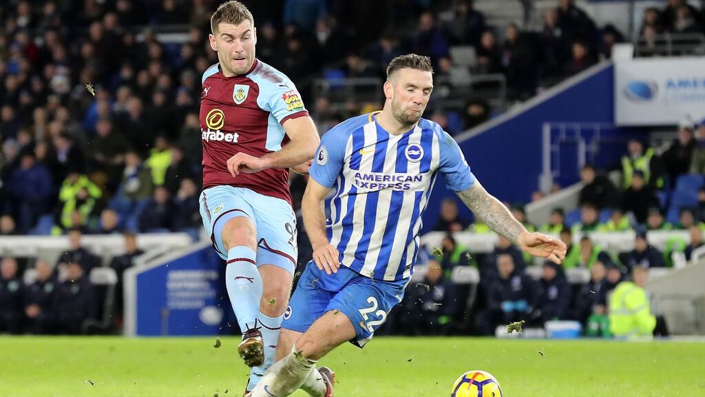 Shane Duffy will miss Brighton’s home game against Watford on Saturday through suspension. Photograph: Gareth Fuller/PA Wire