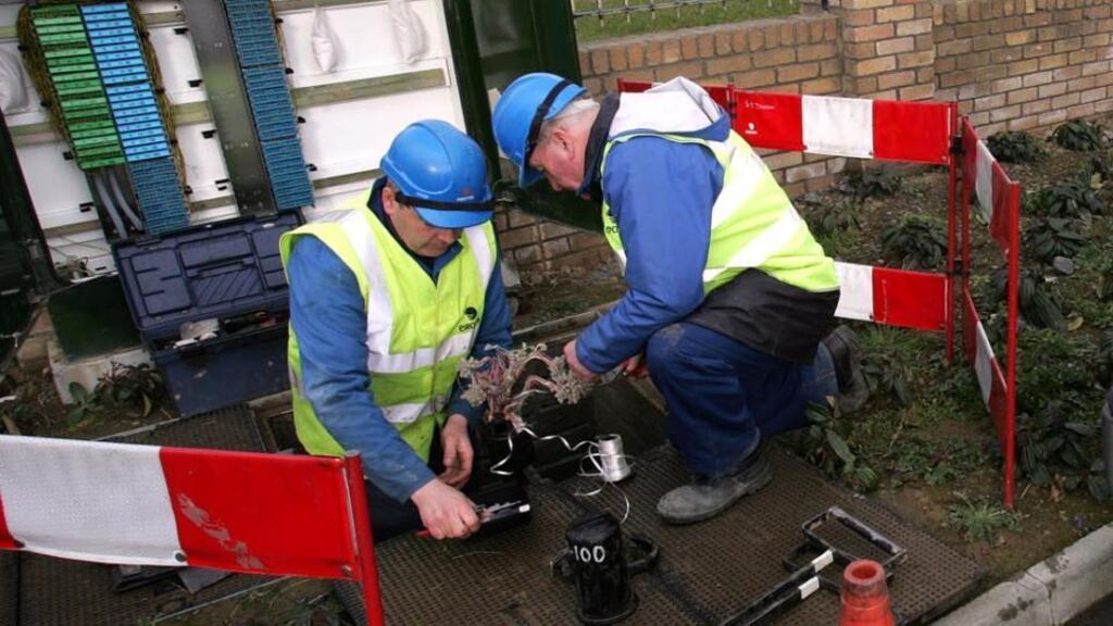 Telecom repair crew at work. Photograph: Eric Luke