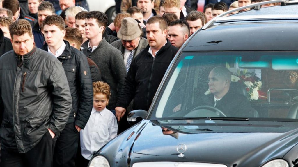 The funeral cortage of Barney McGinley at St. Mary’s Church, Athlone. Photograph: Colin Keegan/ Collins