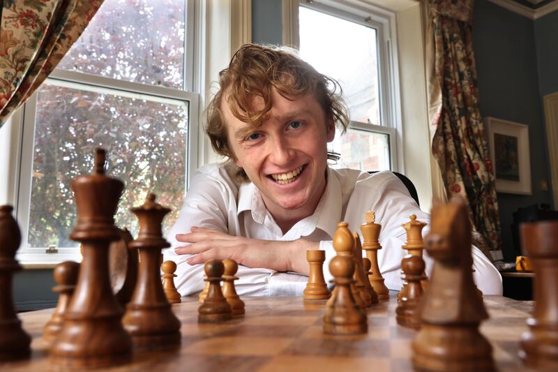 Chess player Jacob Barron at home in Sutton, Dublin. Photograph: Dara Mac Dónaill/The Irish Times