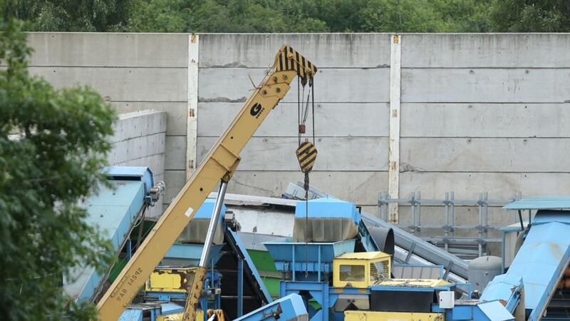 The scene at Hawkeswood Metal Recycling in the Nechells area of Birmingham today after five men died when a wall collapsed. Photograph: Chris Radburn/PA Wire
