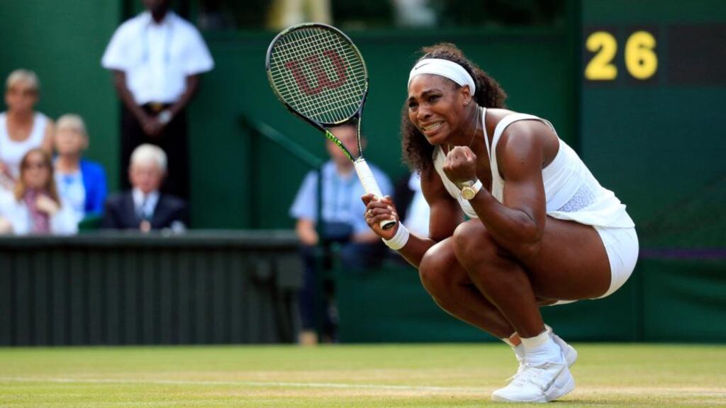 Serena Williams was pushed to the limit by Heather Watson on Centre Court at Wimbledon. Photograph: Jonathan Brady/PA Wire.