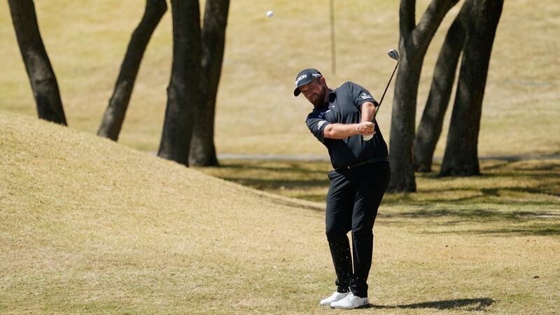 Shane Lowry hits from the fifth fairway during his match against Brooks Koepka. Photo: Tony Gutierrez/AP Photo