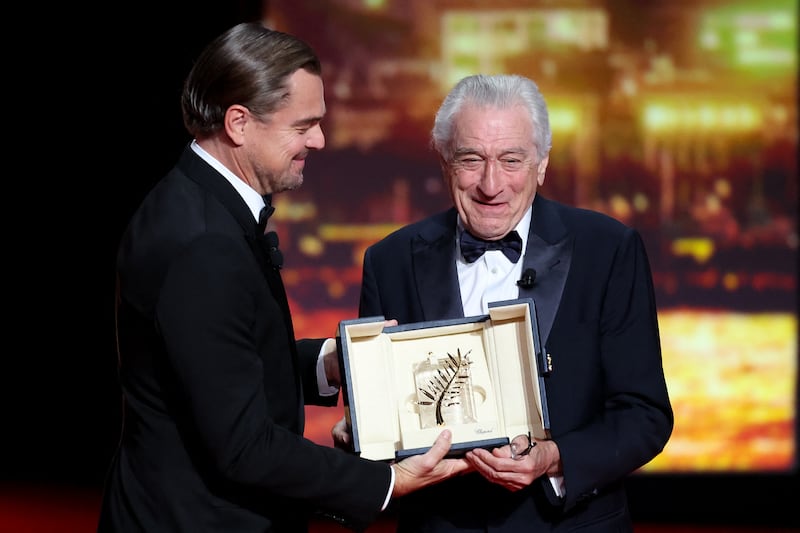 Canne 2025: Robert De Niro receives his honorary Palme d'Or from Leonardo DiCaprio. Photograph: Sameer al-Doumy/AFP via Getty