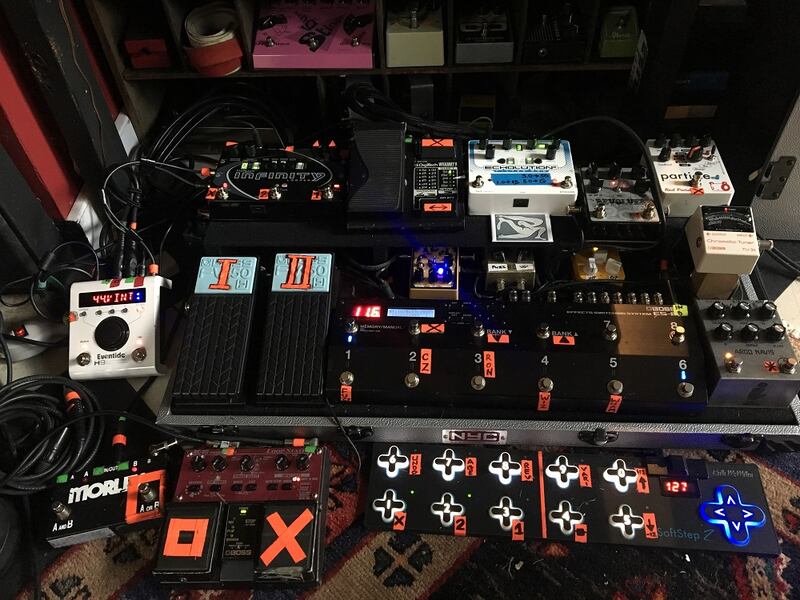 One of Gerry's recent pedal board set-ups.