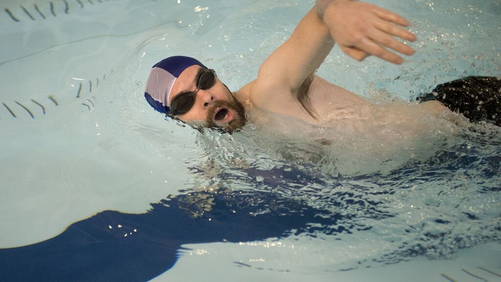 Irish Times swimmer Laurence Mackin is (slowly) getting closer to the one-mile goal.Photograph: Dara Mac Dónaill