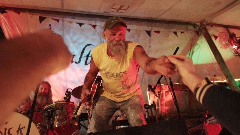 Seasick Steve performs on the Salty Dog stage: “There was a bit of a struggle getting him off.” Photograph: Niall Carson/PA Wire