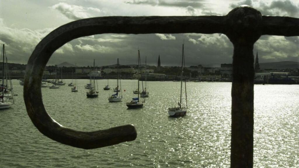 Dún Laoghaire  harbour. A P&O cruise ship which anchored off Dún Laoghaire was forced to move to Dublin Port yesterday when one of its passenger tenders got lost in fog in Dublin Bay and its tender licence was then suspended. Photograph: Frank Miller