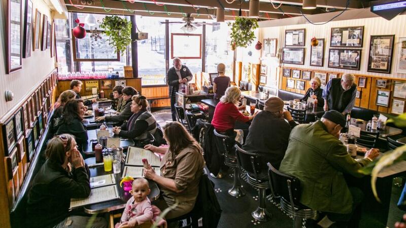 Iowa coffee bean caucus: a lunch crowd at Hamburg Inn No 2. Photograph: Ryan Donnell/New York Times