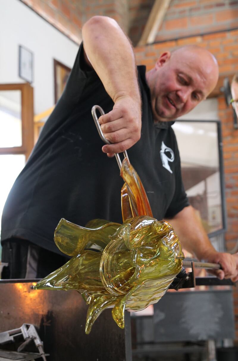 Jiří Pačinek in his workshop: If the kilns cool, it takes a week to reheat them to 1,200 degrees and over, and each time they are restarted an inner plate must be replaced.