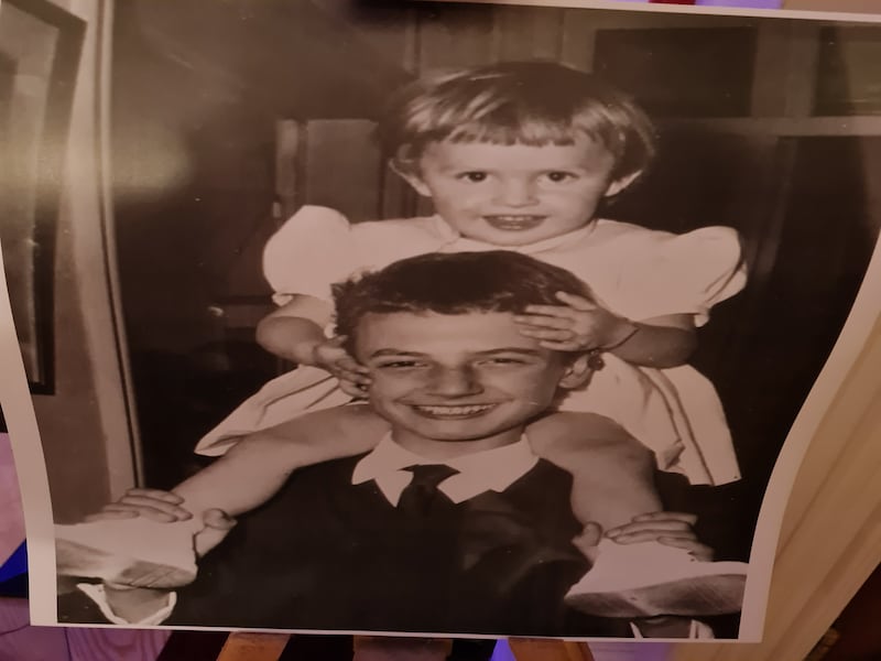 A photograph of Sophie Toscan Du Plantier as a child, with her uncle Jean-Pierre Gazeau, which was on display at the concert in her memory in Schull, Co Cork, on 23rd September. Photograph: Barry Roche
*Caption corrected on October 10th.