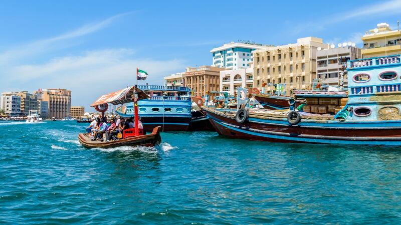 Crossing Dubai Creek in an abra boat. Photograph: Getty Images