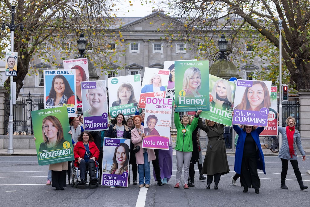 Election 2024: Female general election candidates outside the Dáil yesterday. Women for Election says 248 women are running in the upcoming election, the largest number to date- representing an increase of 53 per cent on the general election. 2020. Photograph: Paul Sharp