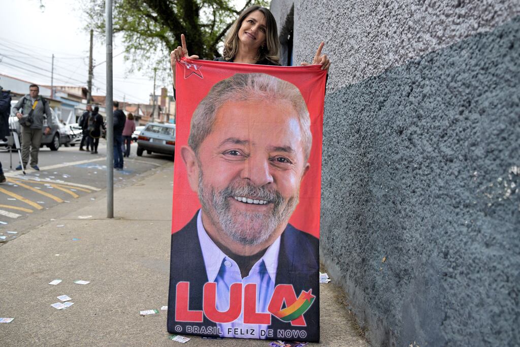 Former left-wing president Luiz Inácio Lula da Silva came agonisingly close to outright victory on the first round. Photograph: Ernesto Benavides/AFP via Getty Images