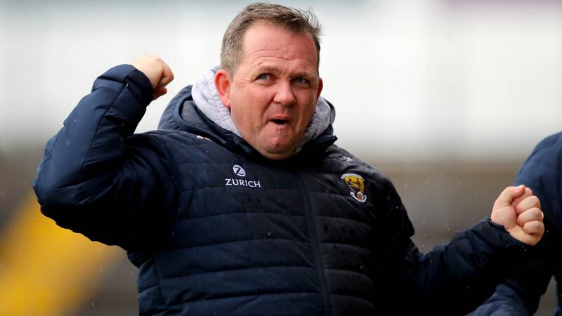 Davy Fitzgerald celebrates at the final whistle . Photo: Ryan Byrne/Inpho