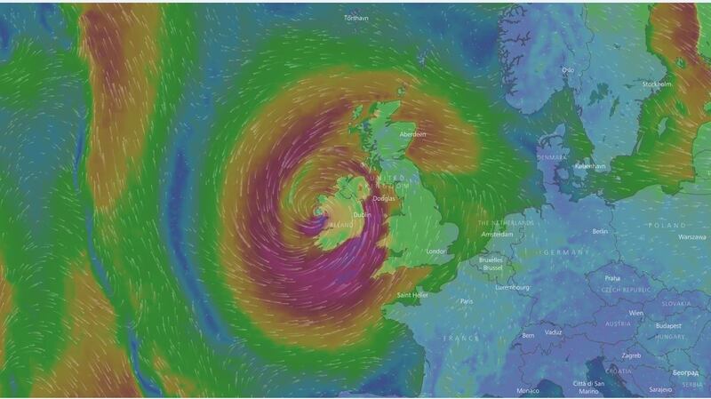 Met Éireann is liaising with the United Kingdom Met Office, and the United States National Hurricane Centre in Miami, Florida. Image: Windy.com