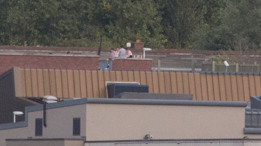 Residents at the Oberstown detention campus, Dublin who held a roof-top demonstration on one of the buildings. Photograph: Gareth Chaney Collins