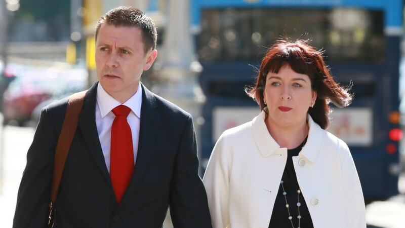 Andrew and Ruth Kiernan from Duleek, Co Meath pictured leaving the Four Courts after the announcement of a High Court Medical Negligence settlement on behalf of their daughter Ava. Photograph: Courts Collins