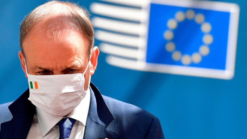 Taoiseach Micheál Martin leaves after an European Union Council in Brussels on Sunday over a post-virus economic rescue plan. Photograph: John Thys/AFP/Getty