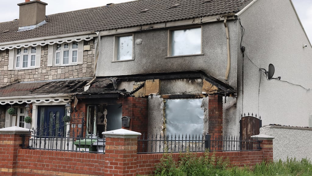 The family home in Barnamore Crescent of the late James Whelan, that was petrol bombed as part of the long-running Finglas feud. Photograph: Dara MacDónaill