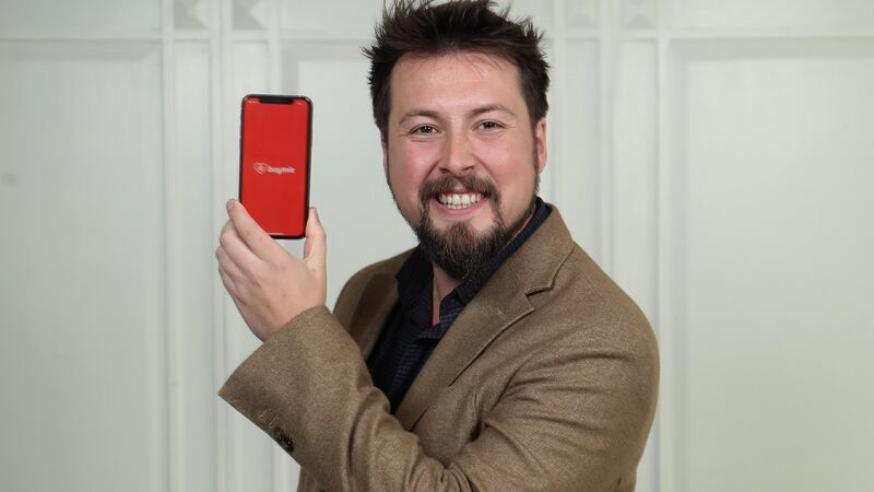 Devan Hughes of the Buymie app which allows customers to order grocery and household items from Lidl and Tesco and have their shopping delivered in as little as one hour by a personal Buymie shopper. Photograph: Conor McCabe